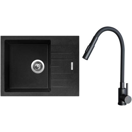 Set Sinks G24830 (dřez Perfecto 650 Granblack 30 + baterie Elasta S Černá matná) Set Sinks G24830 (dřez Perfecto 650 Granblack 30 + baterie Elasta S Černá matná)