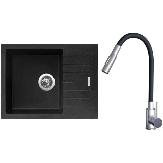 Set Sinks G24730 (dřez Perfecto 650 Granblack 30 + baterie Elasta S Nerez/Černá)