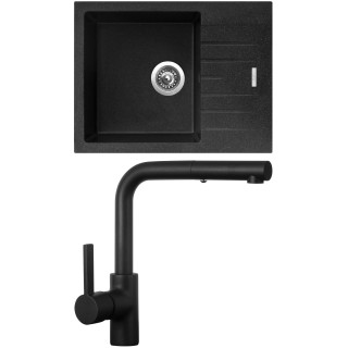 Set Sinks G24930 (dřez Perfecto 650 Granblack 30 + baterie Enigma S Černá matná)