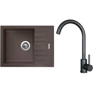 Set Sinks G24493 (dřez Perfecto 650 Marone 93 + baterie Arco Černá matná)