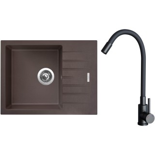 Set Sinks G24593 (dřez Perfecto 650 Marone 93 + baterie Elasta Černá matná)