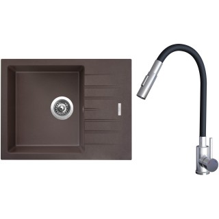 Set Sinks G24793 (dřez Perfecto 650 Marone 93 + baterie Elasta S Nerez/Černá)