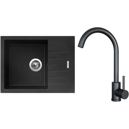 Set Sinks G24474 (dřez Perfecto 650 Metalblack 74 + baterie Arco Černá matná) Set Sinks G24474 (dřez Perfecto 650 Metalblack 74 + baterie Arco Černá matná)