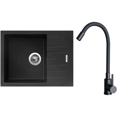 Set Sinks G24574 (dřez Perfecto 650 Metalblack 74 + baterie Elasta Černá matná) Set Sinks G24574 (dřez Perfecto 650 Metalblack 74 + baterie Elasta Černá matná)