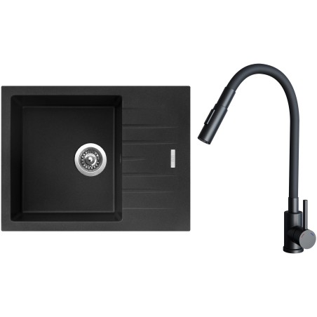 Set Sinks G24874 (dřez Perfecto 650 Metalblack 74 + baterie Elasta S Černá matná) Set Sinks G24874 (dřez Perfecto 650 Metalblack 74 + baterie Elasta S Černá matná)