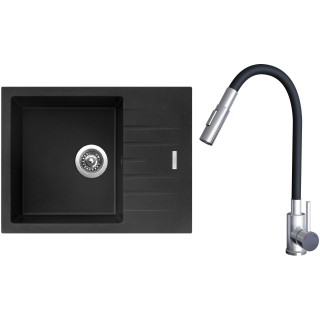 Set Sinks G24774 (dřez Perfecto 650 Metalblack 74 + baterie Elasta S Nerez/Černá)