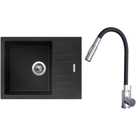 Set Sinks G24774 (dřez Perfecto 650 Metalblack 74 + baterie Elasta S Nerez/Černá) Set Sinks G24774 (dřez Perfecto 650 Metalblack 74 + baterie Elasta S Nerez/Černá)