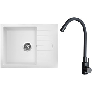 Set Sinks G24528 (dřez Perfecto 650 Milk 28 + baterie Elasta Černá matná)