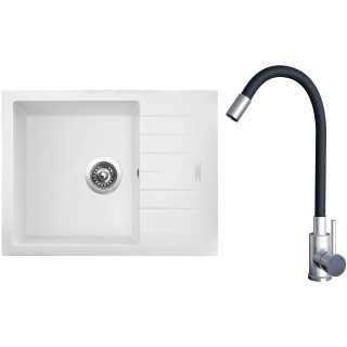 Set Sinks G21828 (dřez Perfecto 650 Milk 28 + baterie Elasta Nerez/Černá)