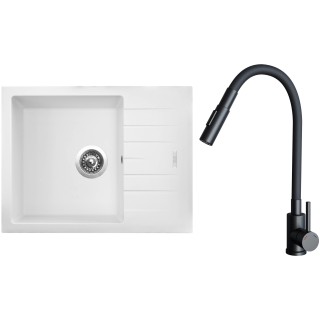 Set Sinks G24828 (dřez Perfecto 650 Milk 28 + baterie Elasta S Černá matná)