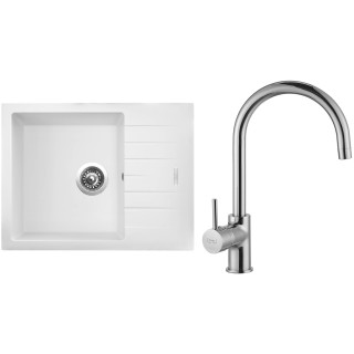 Set Sinks G10628 (dřez Perfecto 650 Milk 28 + baterie Vitalia Chrom - lesklý)