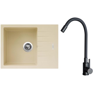 Set Sinks G24550 (dřez Perfecto 650 Sahara 50 + baterie Elasta Černá matná)