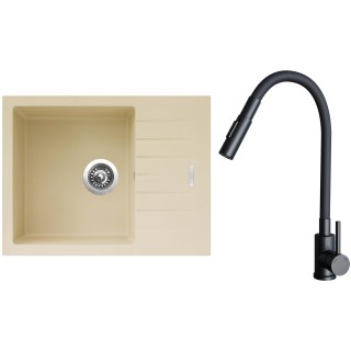 Set Sinks G24850 (dřez Perfecto 650 Sahara 50 + baterie Elasta S Černá matná)