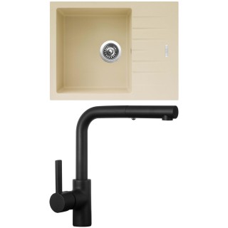 Set Sinks G24950 (dřez Perfecto 650 Sahara 50 + baterie Enigma S Černá matná)