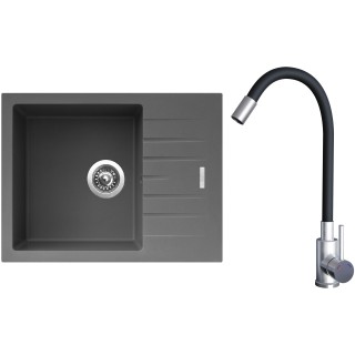 Set Sinks G21872 (dřez Perfecto 650 Titanium 72 + baterie Elasta Nerez/Černá)