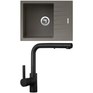 Set Sinks G24954 (dřez Perfecto 650 Truffle 54 + baterie Enigma S Černá matná)