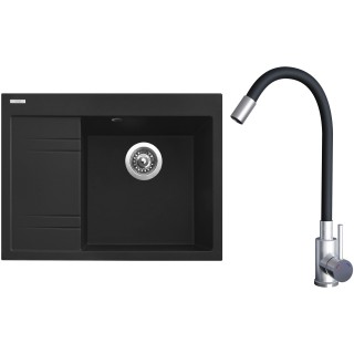 Set Sinks G20574 (dřez Rim 650 P Metalblack 74 pravý + baterie Elasta Nerez/Černá)