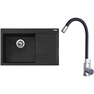 Set Sinks G20830 (dřez Rim 780 L Granblack 30 levý + baterie Elasta Nerez/Černá)