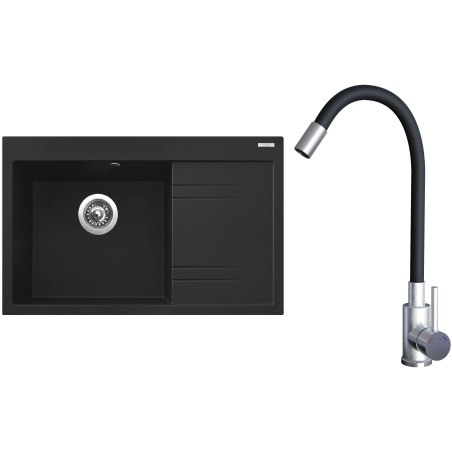 Set Sinks G20874 (dřez Rim 780 L Metalblack 74 levý + baterie Elasta Nerez/Černá) Set Sinks G20874 (dřez Rim 780 L Metalblack 74 levý + baterie Elasta Nerez/Černá)