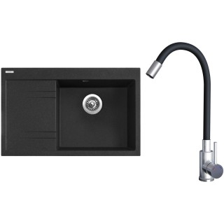 Set Sinks G20930 (dřez Rim 780 P Granblack 30 pravý + baterie Elasta Nerez/Černá)