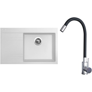 Set Sinks G20928 (dřez Rim 780 P Milk 28 pravý + baterie Elasta Nerez/Černá)