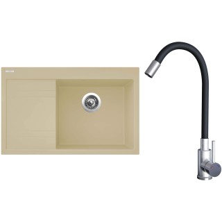 Set Sinks G20950 (dřez Rim 780 P Sahara 50 pravý + baterie Elasta Nerez/Černá)