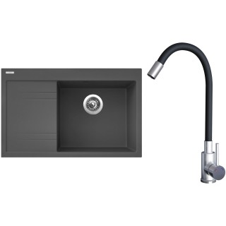 Set Sinks G20972 (dřez Rim 780 P Titanium 72 pravý + baterie Elasta Nerez/Černá)