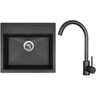 Set Sinks G23630 (dřez Solo 560 Granblack 30 + baterie Arco Černá matná)