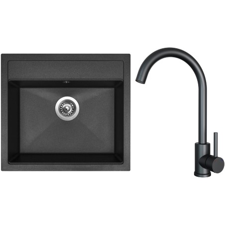 Set Sinks G23630 (dřez Solo 560 Granblack 30 + baterie Arco Černá matná) Set Sinks G23630 (dřez Solo 560 Granblack 30 + baterie Arco Černá matná)