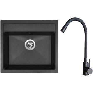 Set Sinks G23730 (dřez Solo 560 Granblack 30 + baterie Elasta Černá matná)