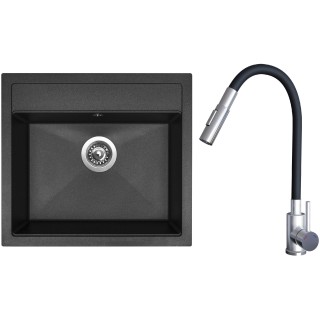 Set Sinks G24130 (dřez Solo 560 Granblack 30 + baterie Elasta S Nerez/Černá)