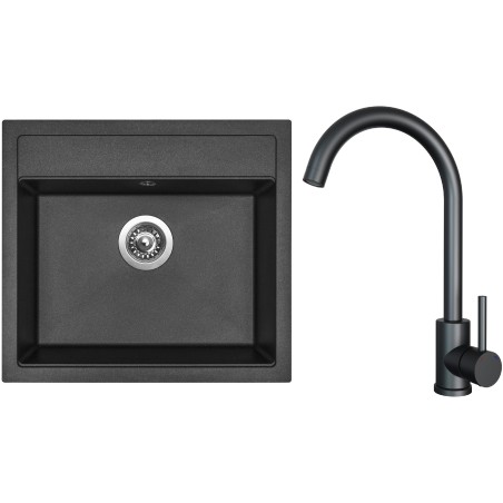 Set Sinks G23674 (dřez Solo 560 Metalblack 74 + baterie Arco Černá matná)