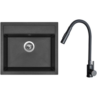 Set Sinks G24274 (dřez Solo 560 Metalblack 74 + baterie Elasta S Černá matná)