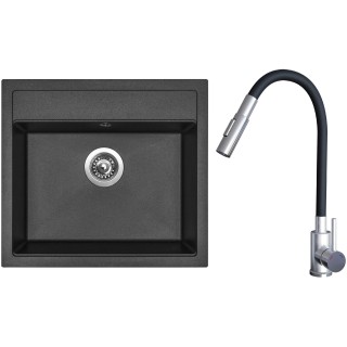 Set Sinks G24174 (dřez Solo 560 Metalblack 74 + baterie Elasta S Nerez/Černá)