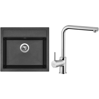 Set Sinks G23874 (dřez Solo 560 Metalblack 74 + baterie Elka Chrom - lesklý)
