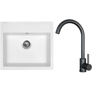 Set Sinks G23628 (dřez Solo 560 Milk 28 + baterie Arco Černá matná)