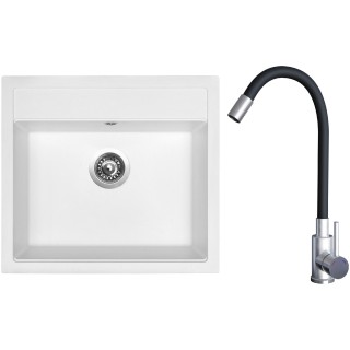 Set Sinks G21528 (dřez Solo 560 Milk 28 + baterie Elasta Nerez/Černá)