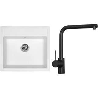 Set Sinks G23928 (dřez Solo 560 Milk 28 + baterie Elka Černá matná)