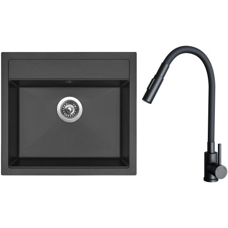 Set Sinks G24226 (dřez Solo 560 Pureblack 26 + baterie Elasta S Černá matná)