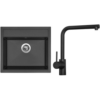 Set Sinks G23926 (dřez Solo 560 Pureblack 26 + baterie Elka Černá matná)