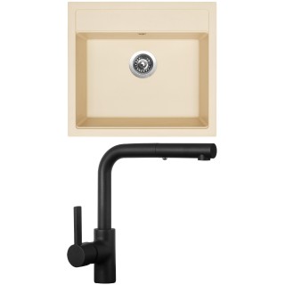 Set Sinks G24350 (dřez Solo 560 Sahara 50 + baterie Enigma S Černá matná)