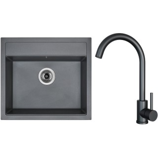 Set Sinks G23672 (dřez Solo 560 Titanium 72 + baterie Arco Černá matná)