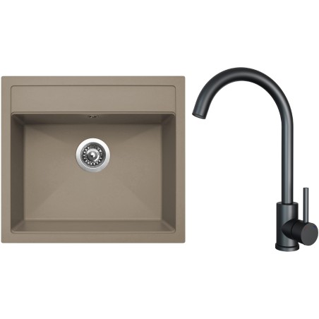Set Sinks G23654 (dřez Solo 560 Truffle 54 + baterie Arco Černá matná) Set Sinks G23654 (dřez Solo 560 Truffle 54 + baterie Arco Černá matná)