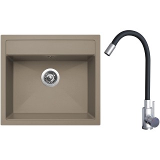 Set Sinks G21554 (dřez Solo 560 Truffle 54 + baterie Elasta Nerez/Černá)