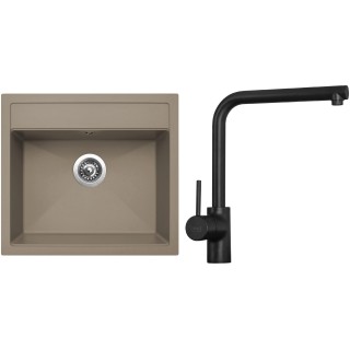 Set Sinks G23954 (dřez Solo 560 Truffle 54 + baterie Elka Černá matná)