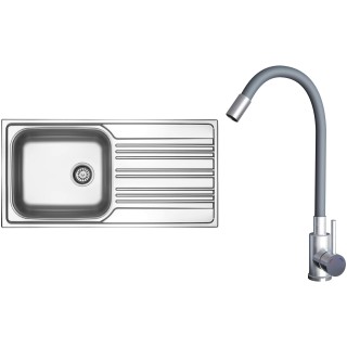 Set Sinks N149 (dřez Star 1000 XXL V 0,7mm, matný + baterie Elasta Nerez/Šedá)