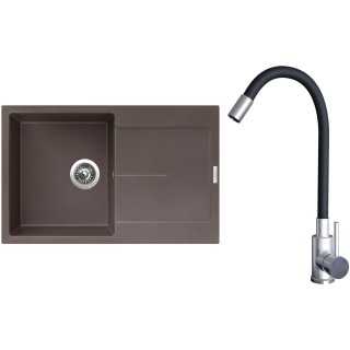 Set Sinks G21993 (dřez Ultima 790 Marone 93 + baterie Elasta Nerez/Černá)