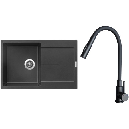 Set Sinks G25474 (dřez Ultima 790 Metalblack 74 + baterie Elasta S Černá matná) Set Sinks G25474 (dřez Ultima 790 Metalblack 74 + baterie Elasta S Černá matná)