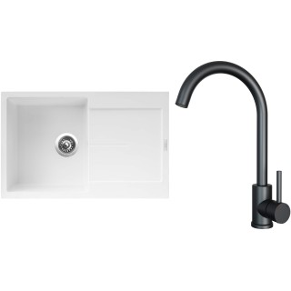 Set Sinks G25028 (dřez Ultima 790 Milk 28 + baterie Arco Černá matná)