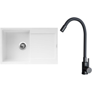 Set Sinks G25128 (dřez Ultima 790 Milk 28 + baterie Elasta Černá matná)